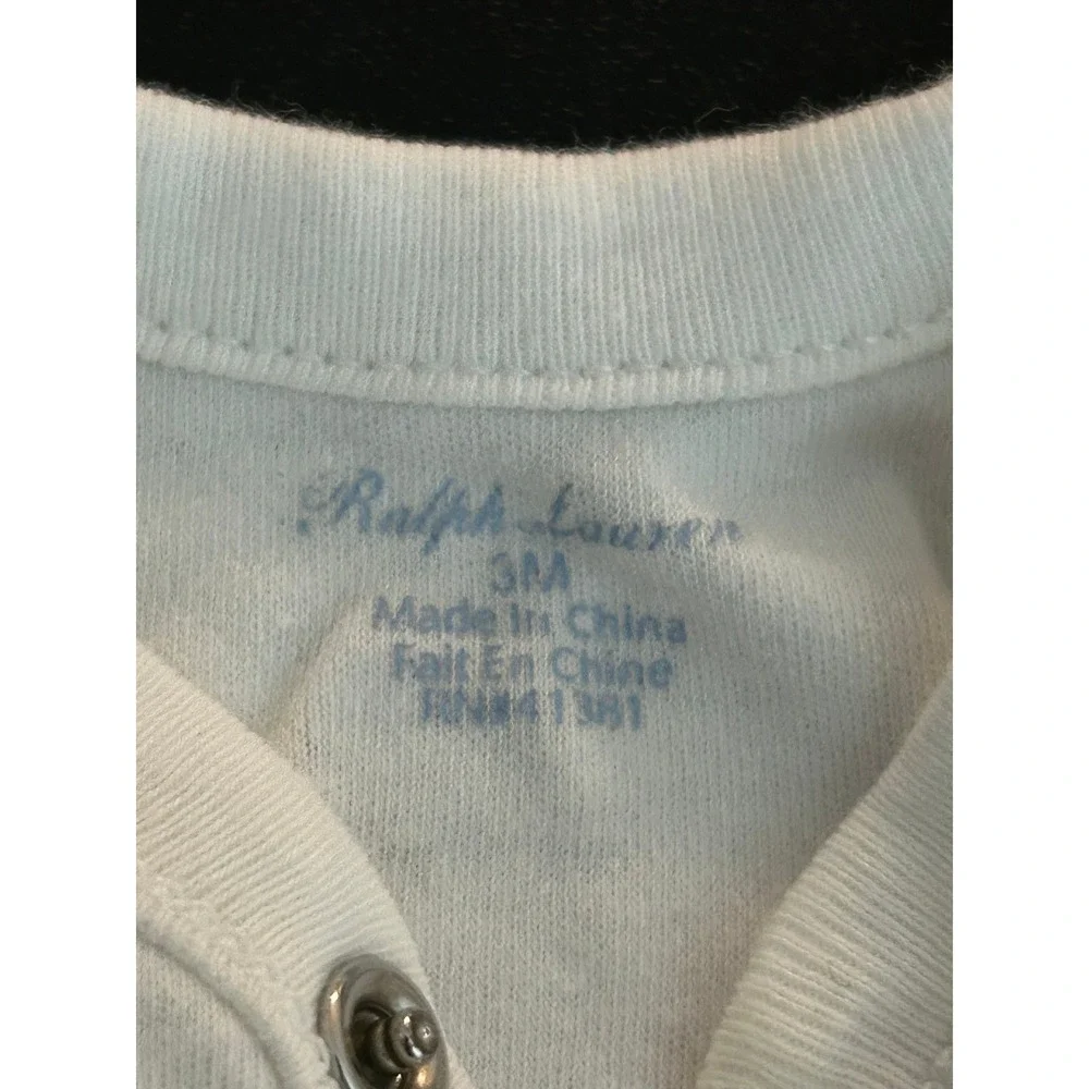 Sold* Ralph Lauren Baby 3M Polo Bear Footed Sleeper White Yellow Cotton (1282)